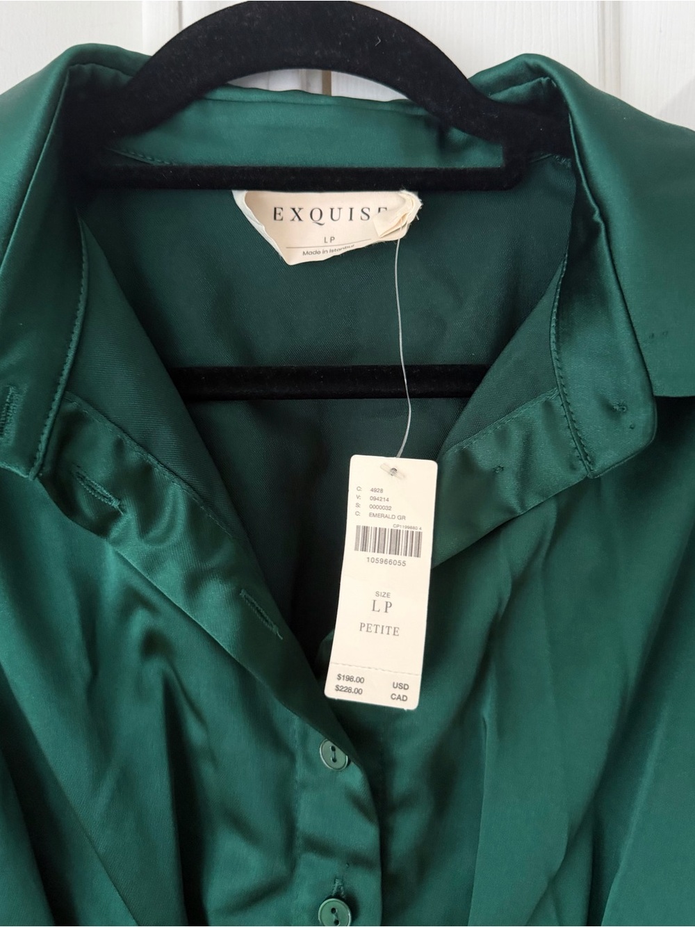 Anthropologie The Tobie Emerald Green Satin Maxi Shirt Dress by Exquise, Size LP - Picture 9 of 14